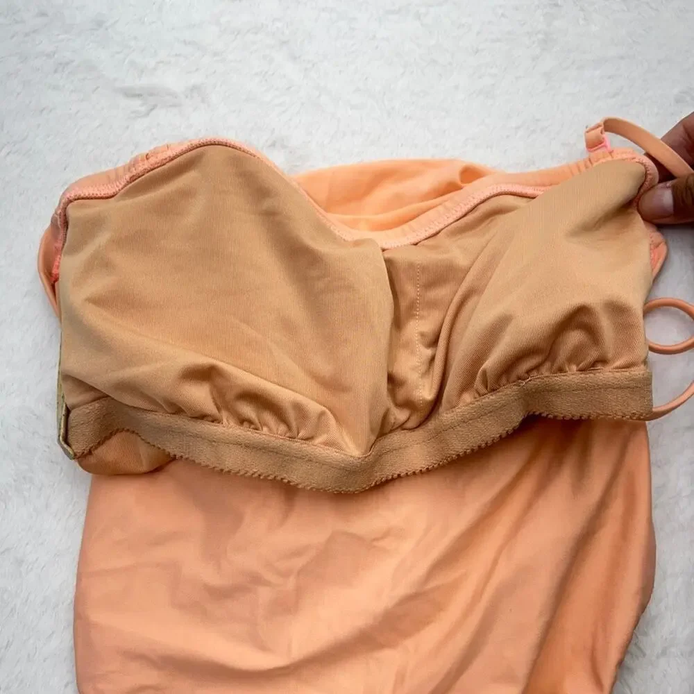 J.Crew‎ Ruched Bandeau One Piece Swimsuit Peach Orange Women's 4